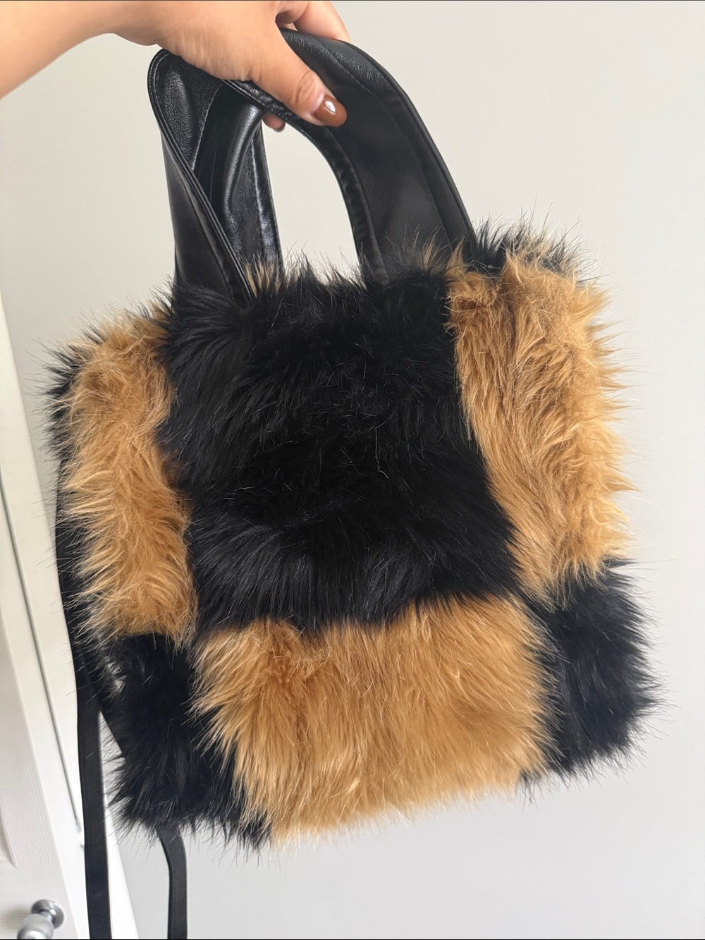 Stand Studio Faux Fur Checker Lucille Bag